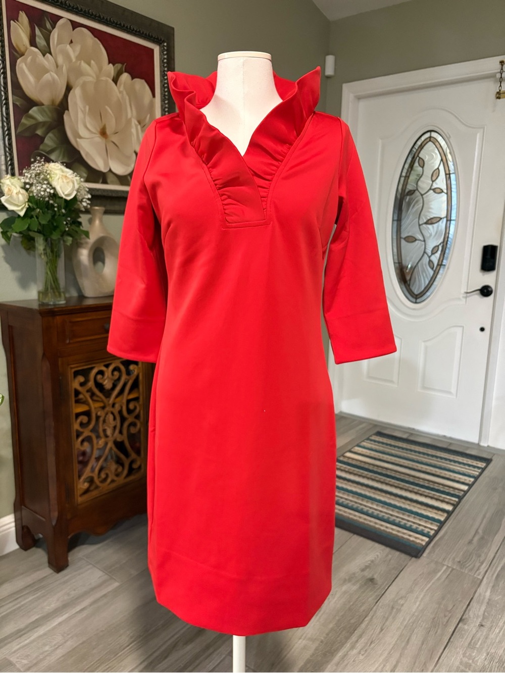 Gretchen Scott Designs Red Dress with Hot Pink Lining